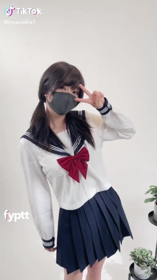 Sexy goth girl changing clothes with emergency music on TikTok
